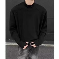 白色半高领双面德绒打底衫男cleanfit小领口保暖内搭长袖T恤秋冬，男装T恤，星座715-4