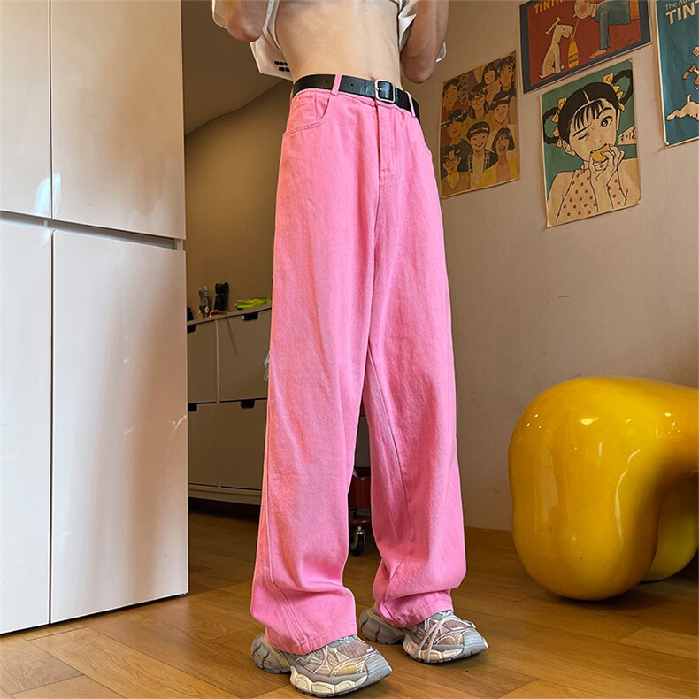 24年春夏季水洗高街vibe直筒宽松阔腿五色牛仔裤NZ2310-P55控78,男装牛仔裤,星座1002-1