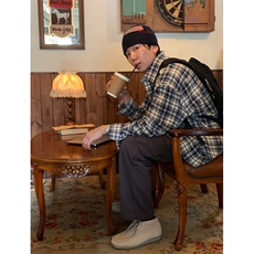 衬衫男格子长袖韩版潮流宽松方格衬衣帅气外套寸衫XZ710-801P50，男装衬衫，星座710