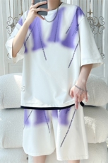 2025夏季新款旋律风车大码冰丝印花短袖套装M-5XHQ24545-P70，男装休闲套装，电商A022
