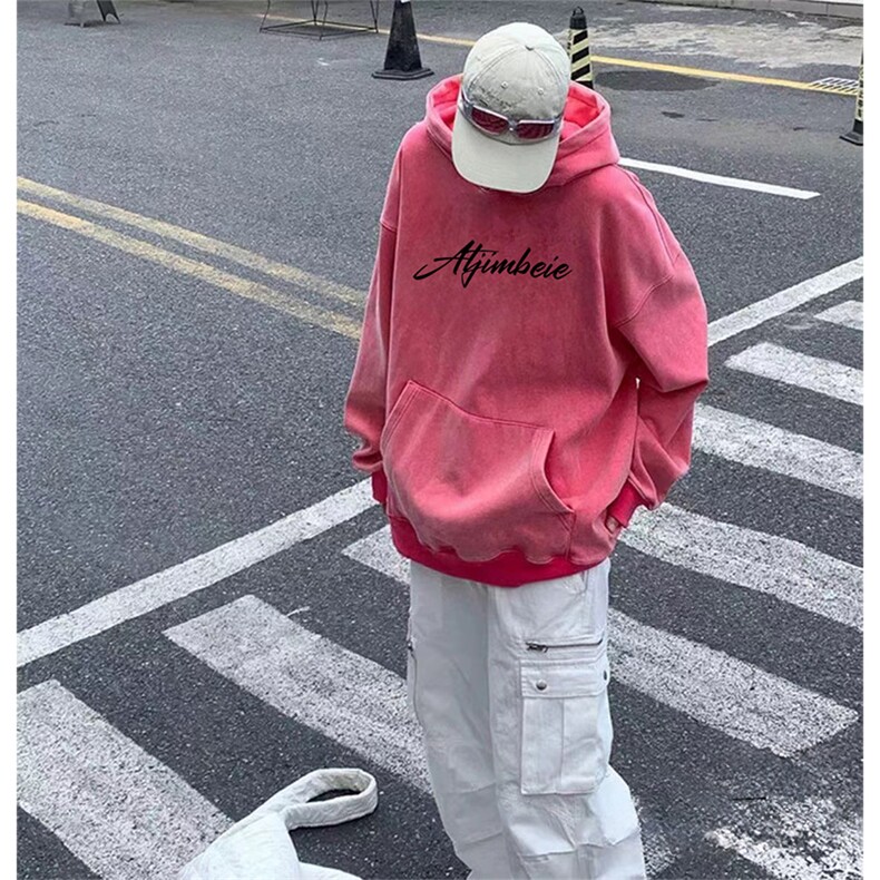 得物抖音高品质秋360克重磅做旧炒雪花印花连帽水洗卫衣ASL1605,男装卫衣,电商A443
