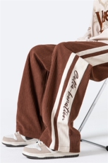 K8811P50光影墙秋季灯芯绒美式高街运动裤撞色拼接大码直筒，男装休闲裤，电商A026-1