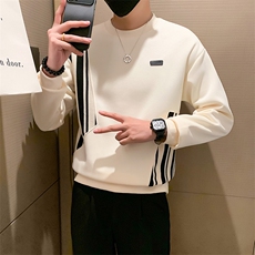 条纹拼接设计感卫衣男圆领套头个性痞帅休闲百搭长袖上衣WY01-P58，男装卫衣，电商D323（原B261）