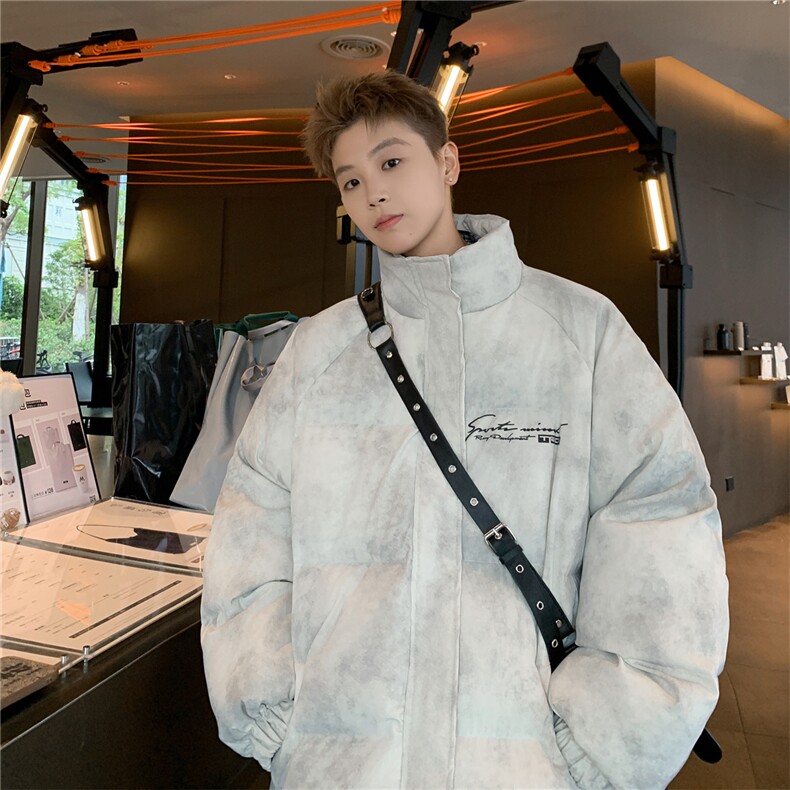 特p100控158冬立领机车棉服情侣棉衣面包扎染服墨染风外套男MY248,男装棉衣,电商B370