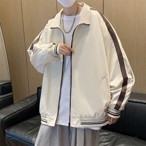 春款复古撞色拼接立领外套男潮牌宽松情侣休闲夹克衫JK077-P58图片
