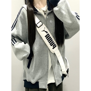 抖音得物高品质 美式高街重磅结构设计拼接织带立领卫衣外套 CM42图片