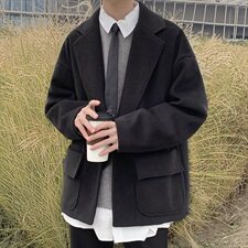 518秋冬毛呢大衣男外套潮流港风百搭加厚风衣男FX2020P105控128，男装毛呢大衣，星座507