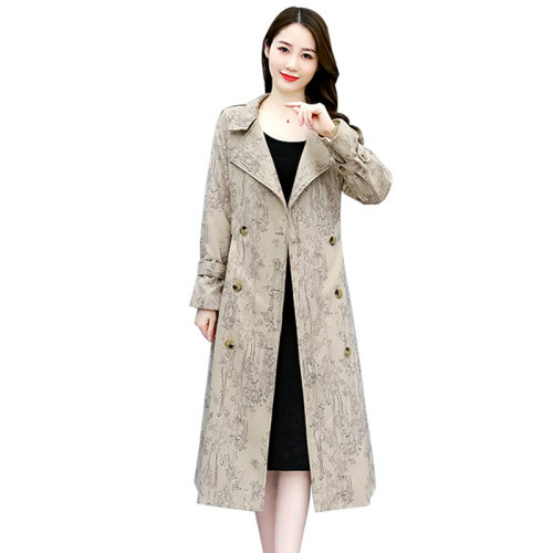 麂皮绒外套女中长款2024年春秋新款时尚高级感气质收腰西装领风衣,女装风衣,艾仟回(原伊仟回)