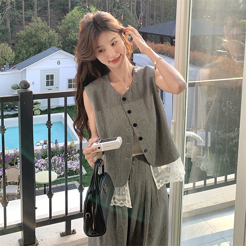 夏季新款【现货】时尚蕾丝拼接马甲套2C110-H9706-P155-K228,女装套装/套裙,2C110