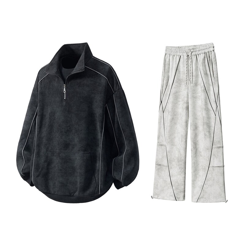 可二开脏脏灰扎染套装大码M-5XL卫衣WY78064P68卫裤WK78065P68，男装休闲套装，星座227-7