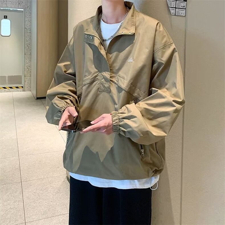美式半拉链冲锋衣外套男女秋季款防泼水户外夹克上衣潮W5151-P57图片