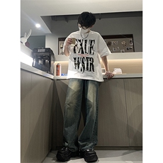 已做版权hiphop高街印花纯棉短袖T恤夏季高级感潮牌上衣T30-P25，男装T恤，星座205-5