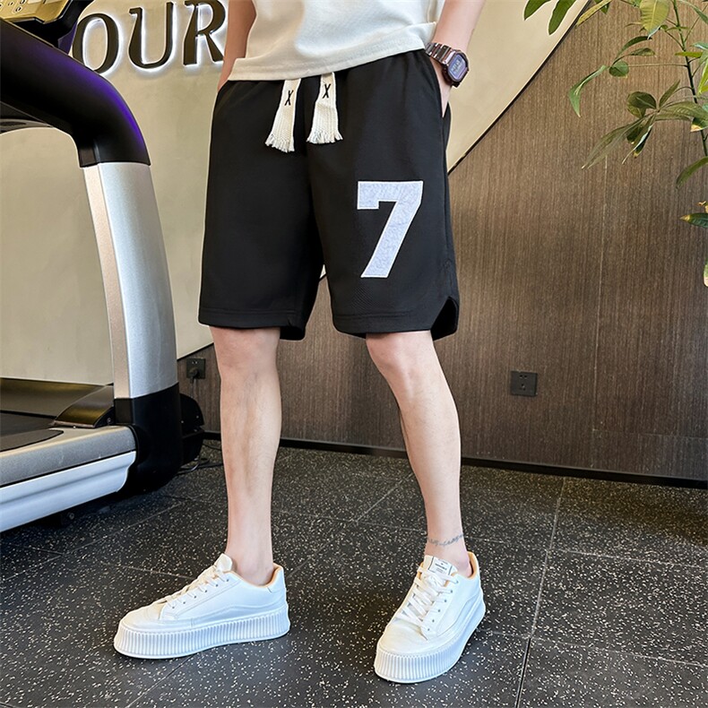 237字数字五分裤男士短裤宽松直筒痞帅5分DK16P40控55,男装牛仔裤,电商B413