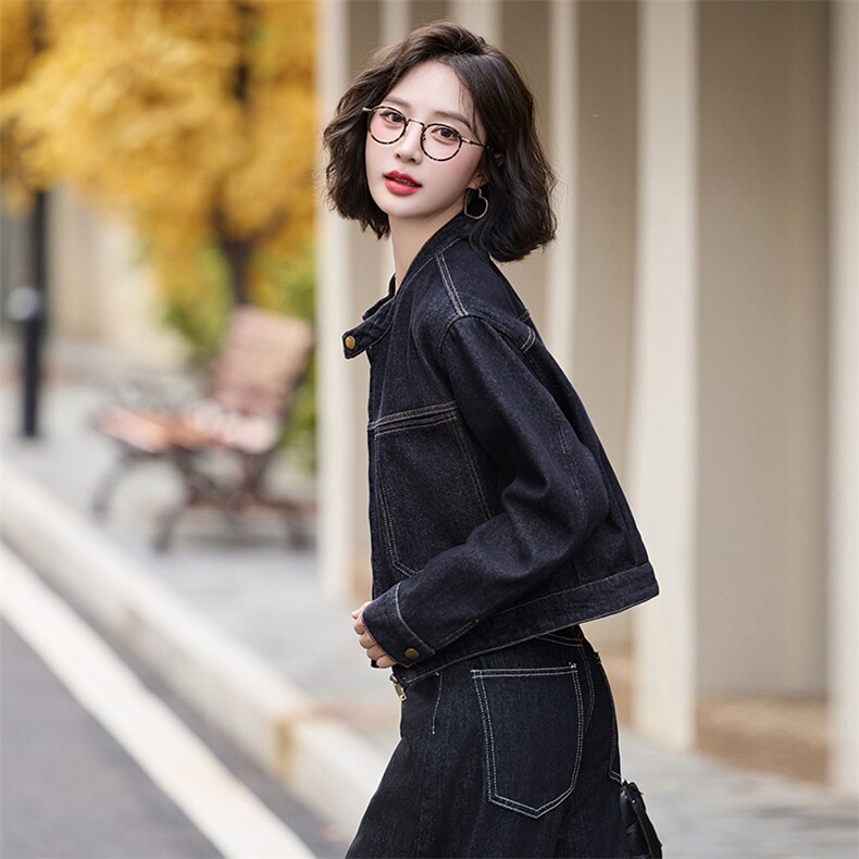 加绒牛仔短外套女秋冬季2024新款小个子加厚宽松夹克时尚上衣，女装牛仔外套，江南女神