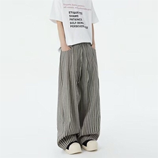 美式复古条纹垂感休闲裤男2025春秋新款宽松直筒阔腿裤M6603/P68，男装休闲裤，星座506
