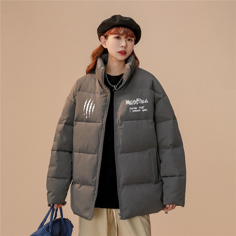 中性风22冬季新款港风字母印花立领棉服TPMY57P65控99特批无差价,男装棉衣,A247A