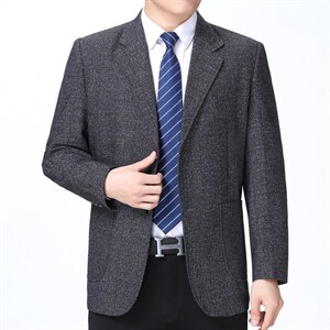 2022休闲西服男上衣单件秋季商务休闲中年宽松西装外套时尚男装图片