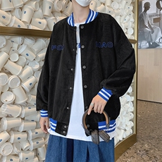 秋冬新品宽松街头运动风口袋班服条纹开衫夹克外套男装W1506-P48，男装夹克，星座512-4