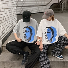 黑人大头像个性情侣半袖短袖T恤D072/P43（低48），男装T恤，星座1506-1
