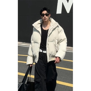冬季立领加厚棉服PU皮棉衣男宽松保暖情侣美式外套潮MF3667-特P85图片