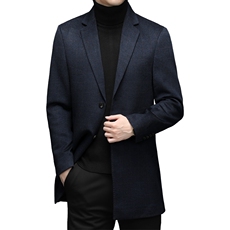 高端中年中长款山羊绒西服大衣男秋款羊毛双面呢外套新款西服风衣，男装毛呢大衣，钱塘723
