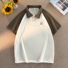 2025新款撞色翻领polo衫短袖t恤半袖上衣潮流班服现货T1847-P25，男装T恤，星座512-4
