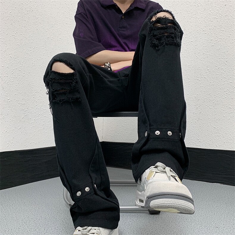 夏季美式高街破洞铆钉牛仔裤货号K750P60,男装牛仔裤,电商A063