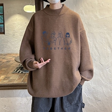 控68半高领毛衣男士大码针织衫男毛线衣男M18191-P45加绒款-P65，男装针织衫/毛衣，电商A040