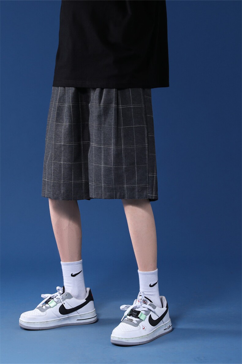 K6045/P28新款夏款西裤格子短裤男女中性风中裤男大码休闲裤控39,男装休闲裤,电商A141