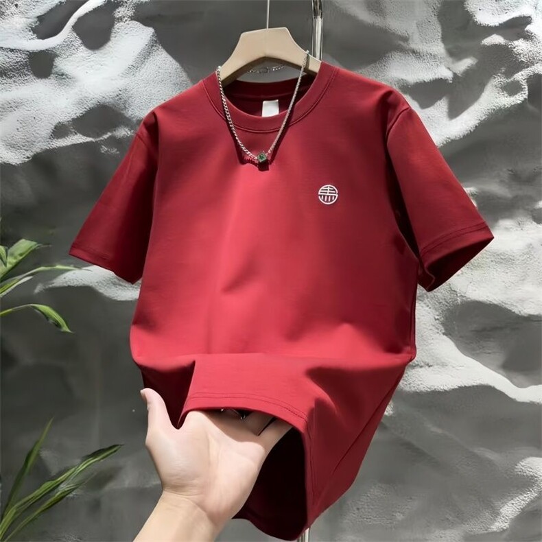 1506-1/TH991/P33新款短袖T恤男潮时尚圆领套头福字刺绣百搭半袖,男装T恤,星座1506-1