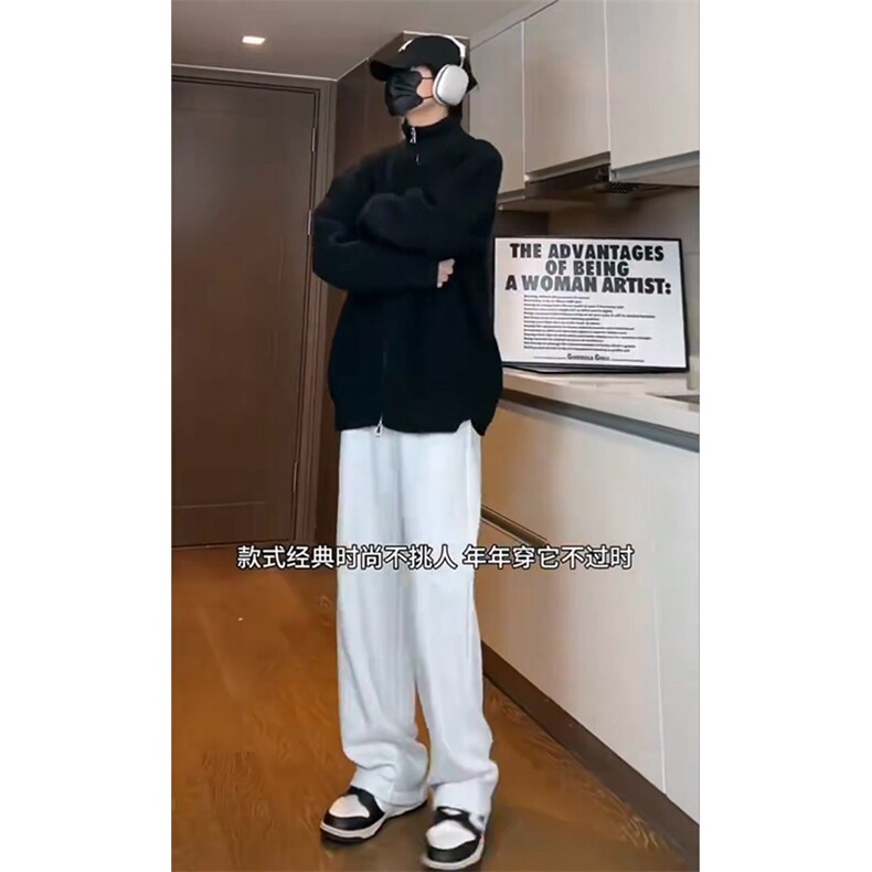 重磅秋冬北极绒双拉链毛衣开衫美式复古休闲慵懒风宽松针织衫外套,男装针织衫/毛衣,电商A486-1