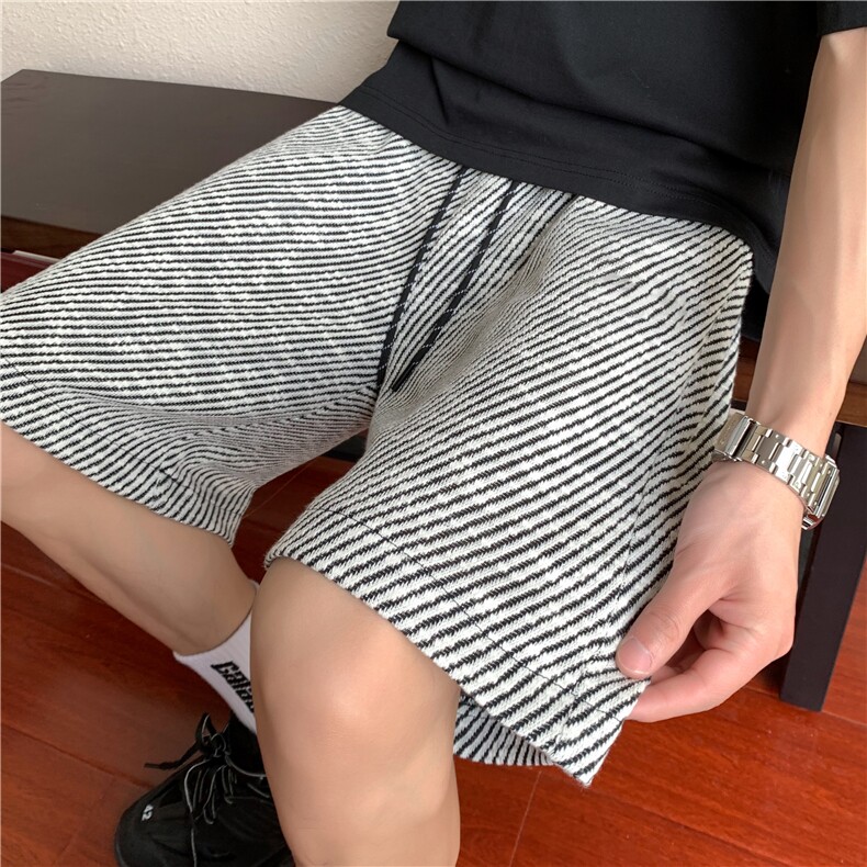 潮美式休闲条纹运动短裤夏季薄款潮牌直筒五分裤宽松男P28,男装牛仔裤,电商C307A