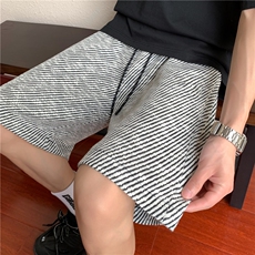 潮美式休闲条纹运动短裤夏季薄款潮牌直筒五分裤宽松男P28，男装牛仔裤，电商C307A