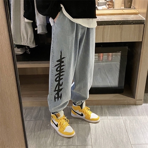 主推 港风牛仔裤潮牌嘻哈炸街中性老爹裤潮流宽松束脚裤2230-p40图片