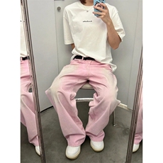NZF55LL-P70cleanfit美式复古水洗粉色做旧牛仔裤高级感痞帅，男装牛仔裤，星座1007（原301D）