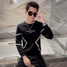 WY03-P50长袖t恤韩版潮流修身印花网红男卫衣社会人小衫，男装卫衣，电商D310B