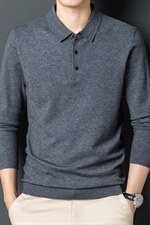 翻领山羊绒长袖中年秋季纯色2023新款上衣打底衫时尚百搭男装，男装卫衣，电商B212（原钱塘6029）