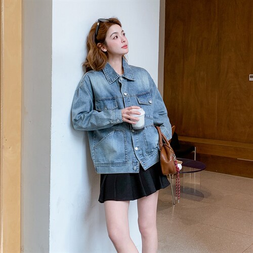 2026年春季休闲宽松时尚短款百搭牛仔外套，女装牛仔外套，文熹诺