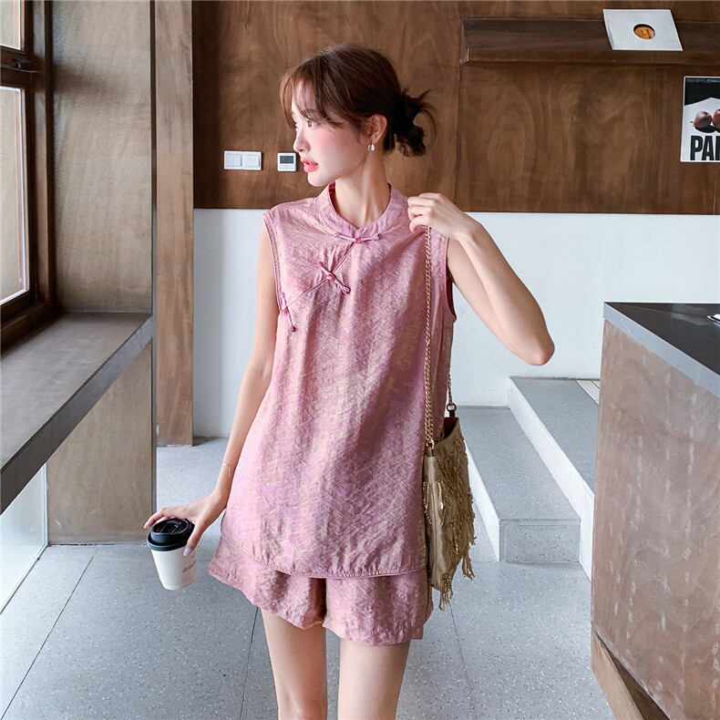 现货夏装新款新中式盘扣复古套装两件套2b114-2268P160K249,女装套装/套裙,网红馆