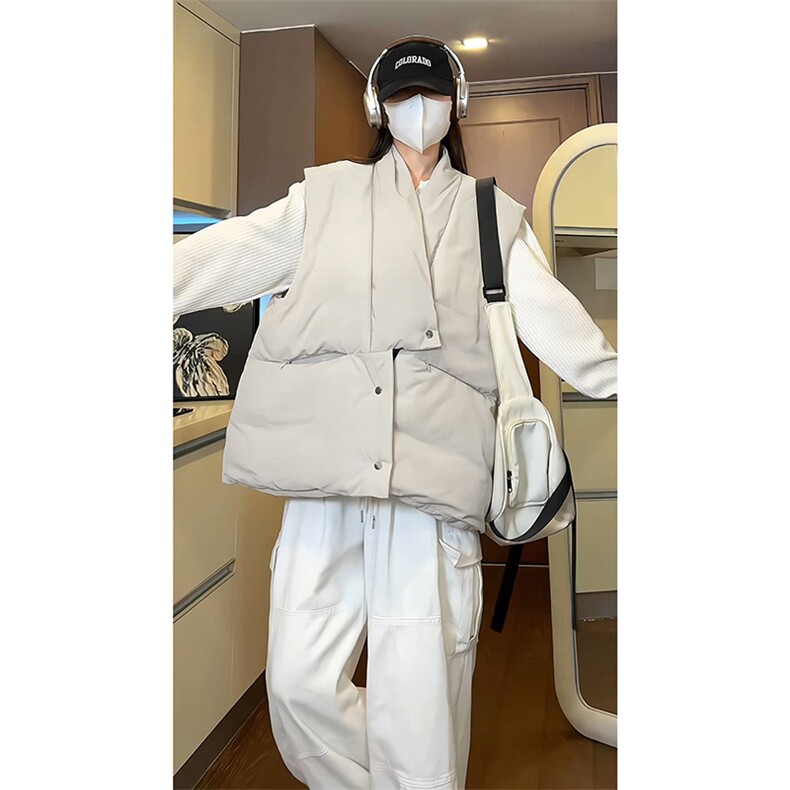 日系无袖坎肩背心复古高级感优雅棉服纯色马甲HY684TP75,男装背心/马甲,电商A102B