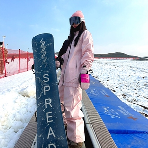 冬季户外运动防水双板男女加厚保暖连帽滑雪服衣裤套装TZ032-P210图片