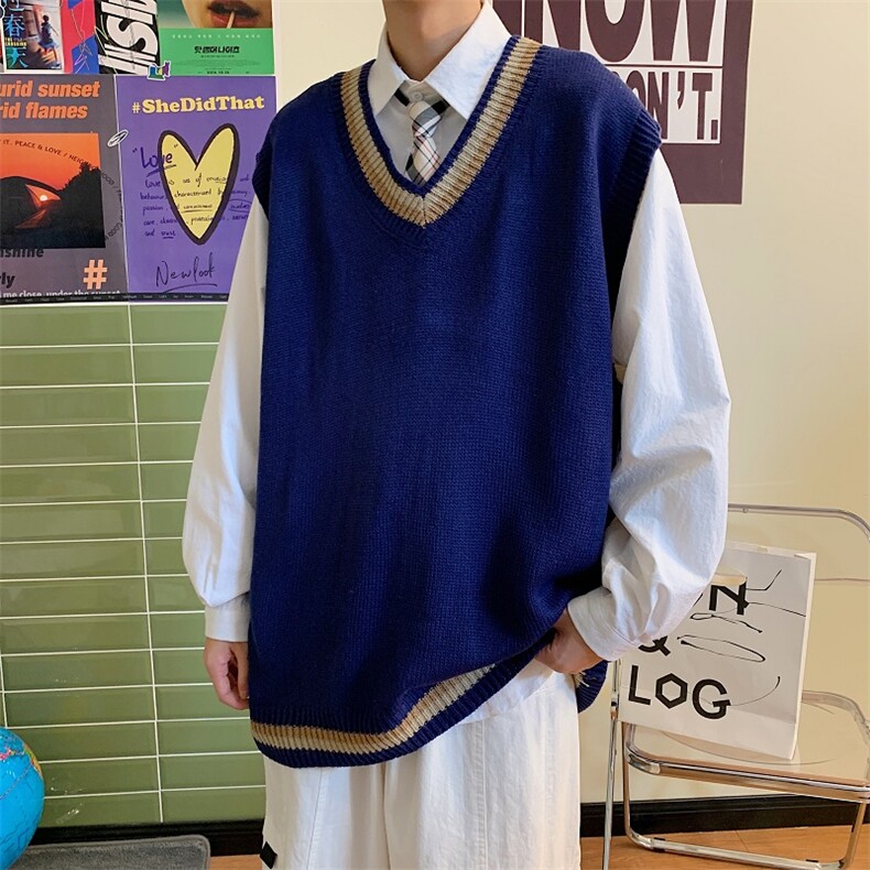 秋冬季马甲宽松ins潮流V领针织衫百搭情侣个性坎肩背心W1543-P30，男装背心/马甲，星座512-4