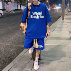 套装！夏季华夫格套装男T恤短裤男两件套大码港风TZ56-P50，男装休闲套装，电商B367