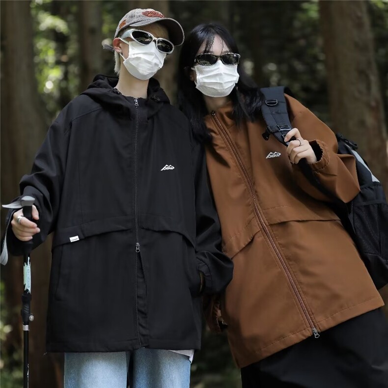 冲锋衣夹克男韩版潮流连帽户外痞帅2023秋冬新款ins外套W5011-P60图片