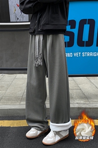 新款时尚加绒银狐绒编织绳拖地束腿休闲裤裤男K1033J加绒-P45控78图片