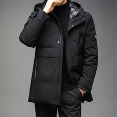 男士白鸭绒羽绒服连帽男装冬季商务休闲外套中年爸QLMF8815-P235，男装羽绒服，电商B212（原钱塘6029）
