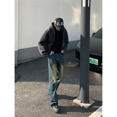 B221美式ins高街暗黑光版修身微喇牛仔裤LK23137-P55控78，男装牛仔裤，电商B221
