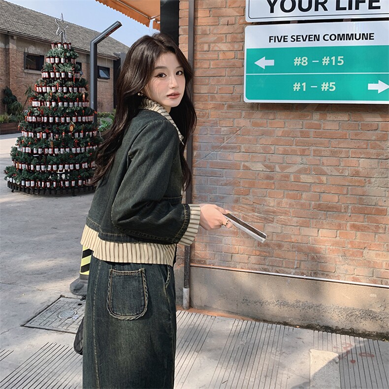 2024春秋季新款牛仔时尚两件套女,女装套装/套裙,秋水欣儿