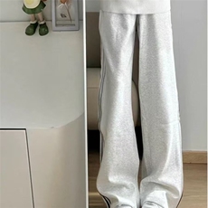 美式渐变条纹裤子男春秋三条杠直筒高街卫裤直筒垂感运动休闲裤男，男装休闲裤，星座1210-1
