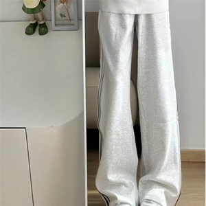 美式渐变条纹裤子男春秋三条杠直筒高街卫裤直筒垂感运动休闲裤男图片